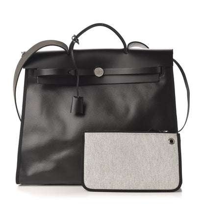 Hermes Toile H Berline Vache Hunter Herbag Zip 39 MM Black Ecru 1 of 12
