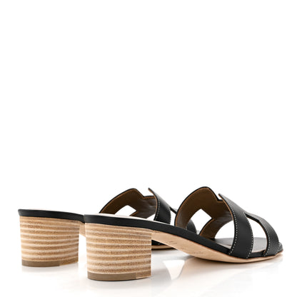 Hermes Calfskin Oasis Sandals 36.5 Black 4 of 9