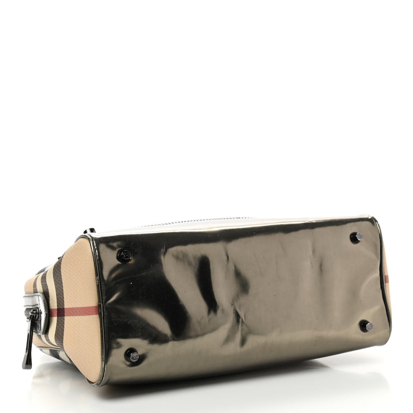 Metallic Supernova Check Patent Bowling Bag Pewter