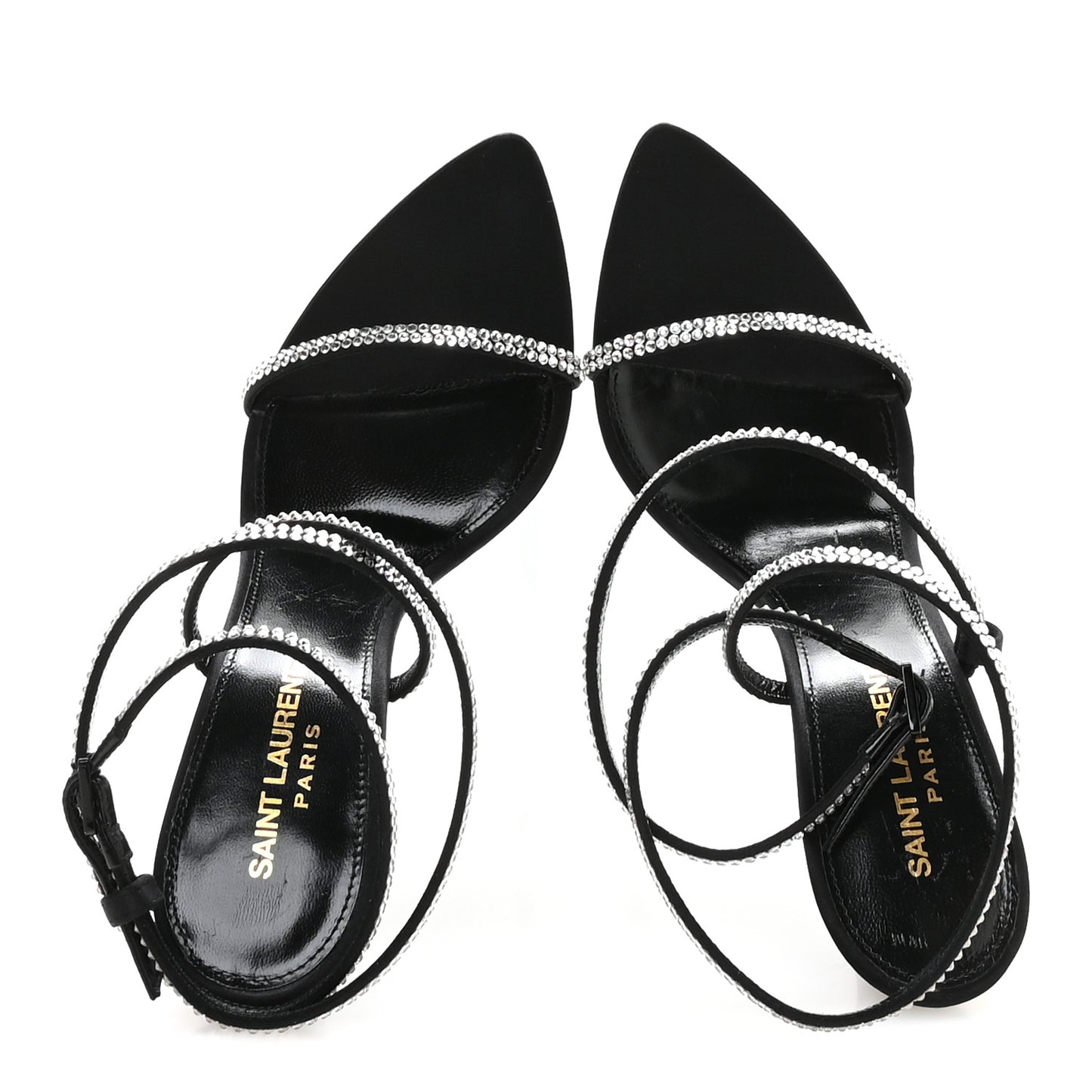 Crepe Satin Crystal Satine 110 Sandals 37.5 Black