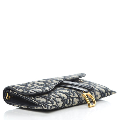 Christian Dior Oblique Saddle Chain Wallet Blue 3 of 11