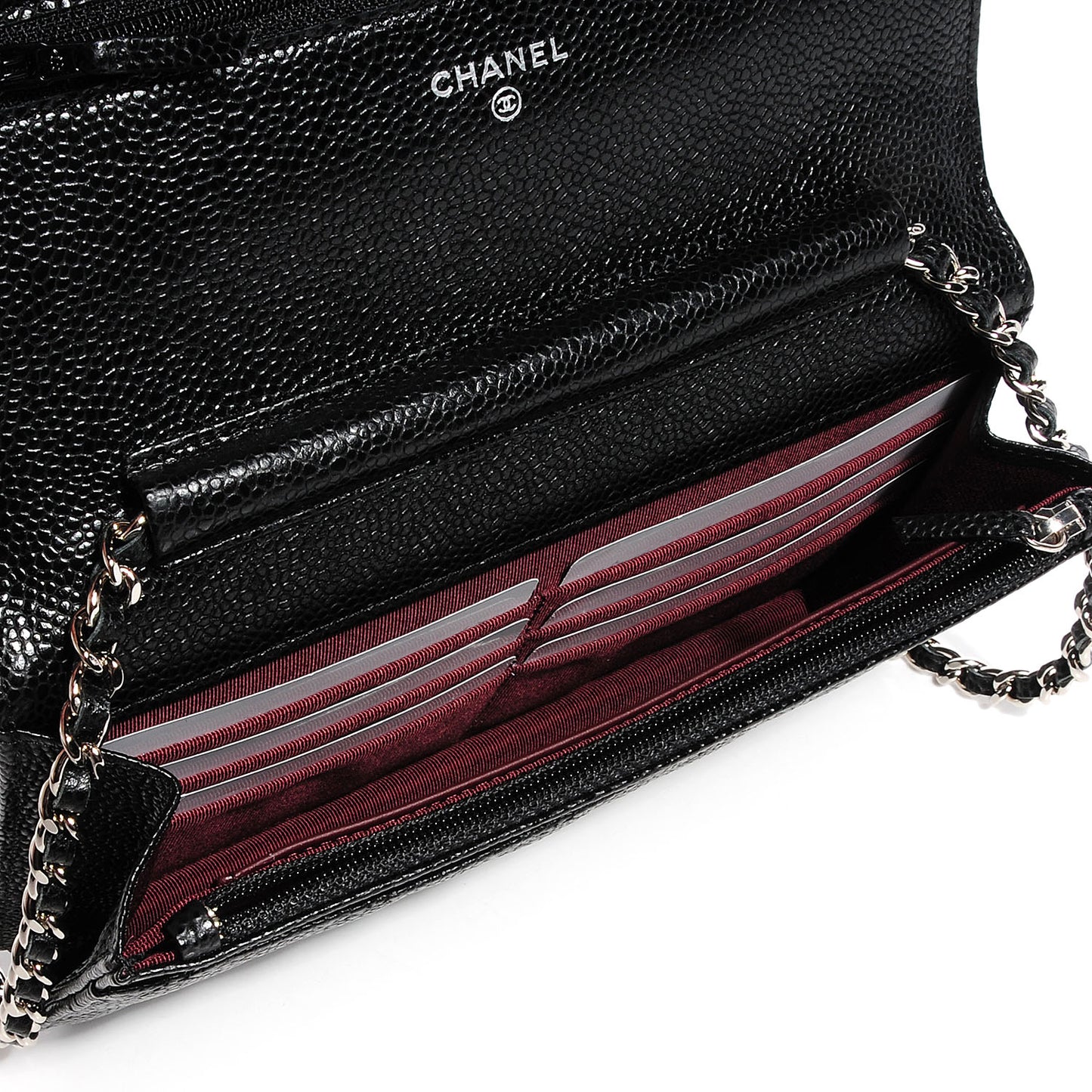 Caviar Quilted Wallet On Chain WOC Black