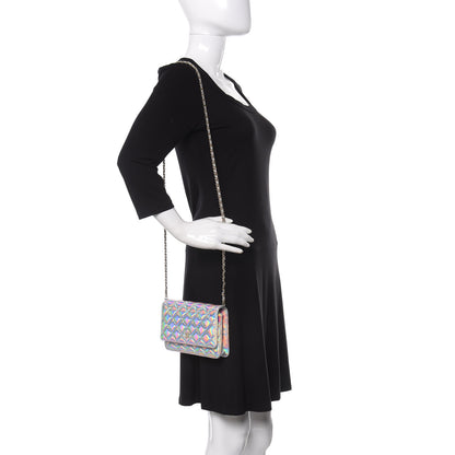 Chanel Iridescent Goatskin Quilted Wallet On Chain WOC Silver 2 of 11
