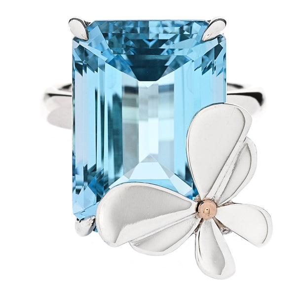 Tiffany Sterling Silver 18K Rose Gold Blue Topaz Return to Tiffany