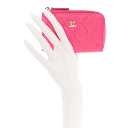 Chanel Caviar Quilted Zipped Key Holder Case Pink 2 of 8