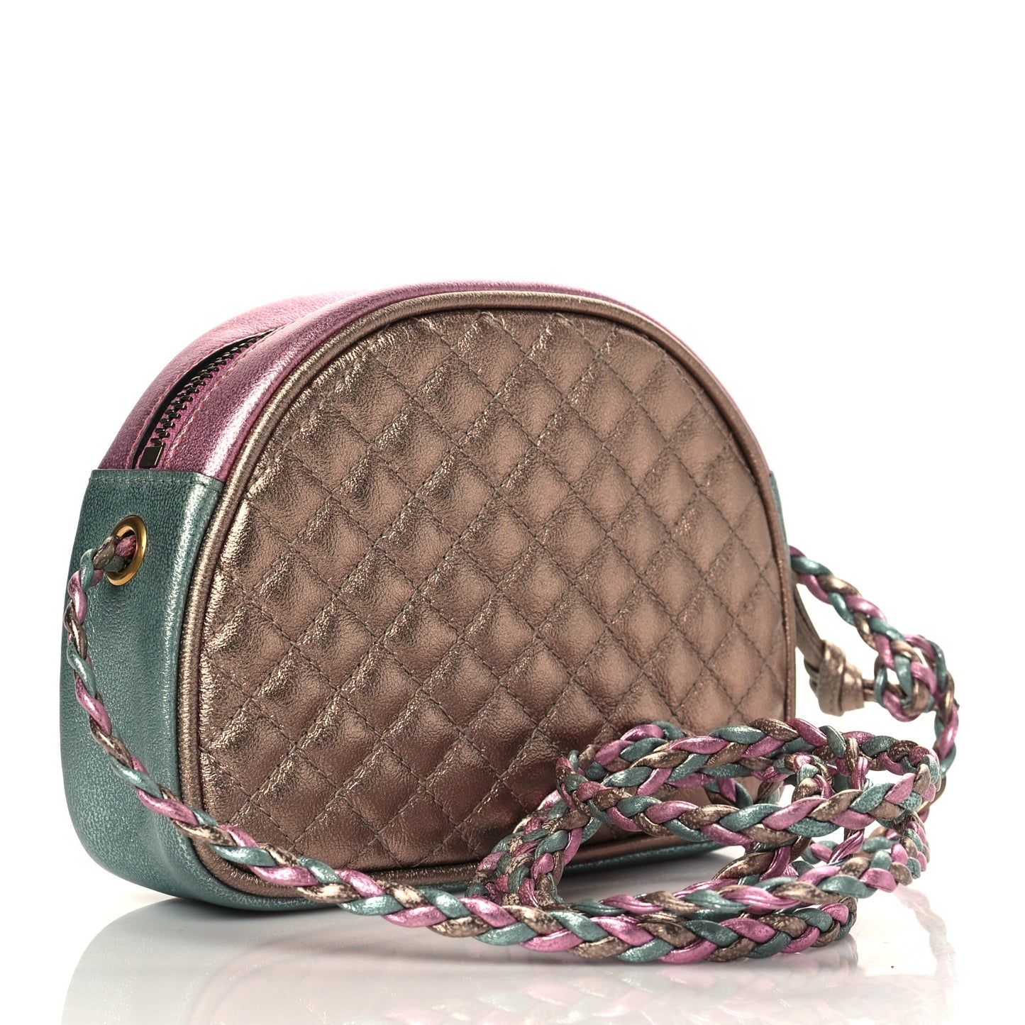 Laminated Nappa Trapuntata Mini Zumi Dome Shoulder Bag Rosa Lago Rame