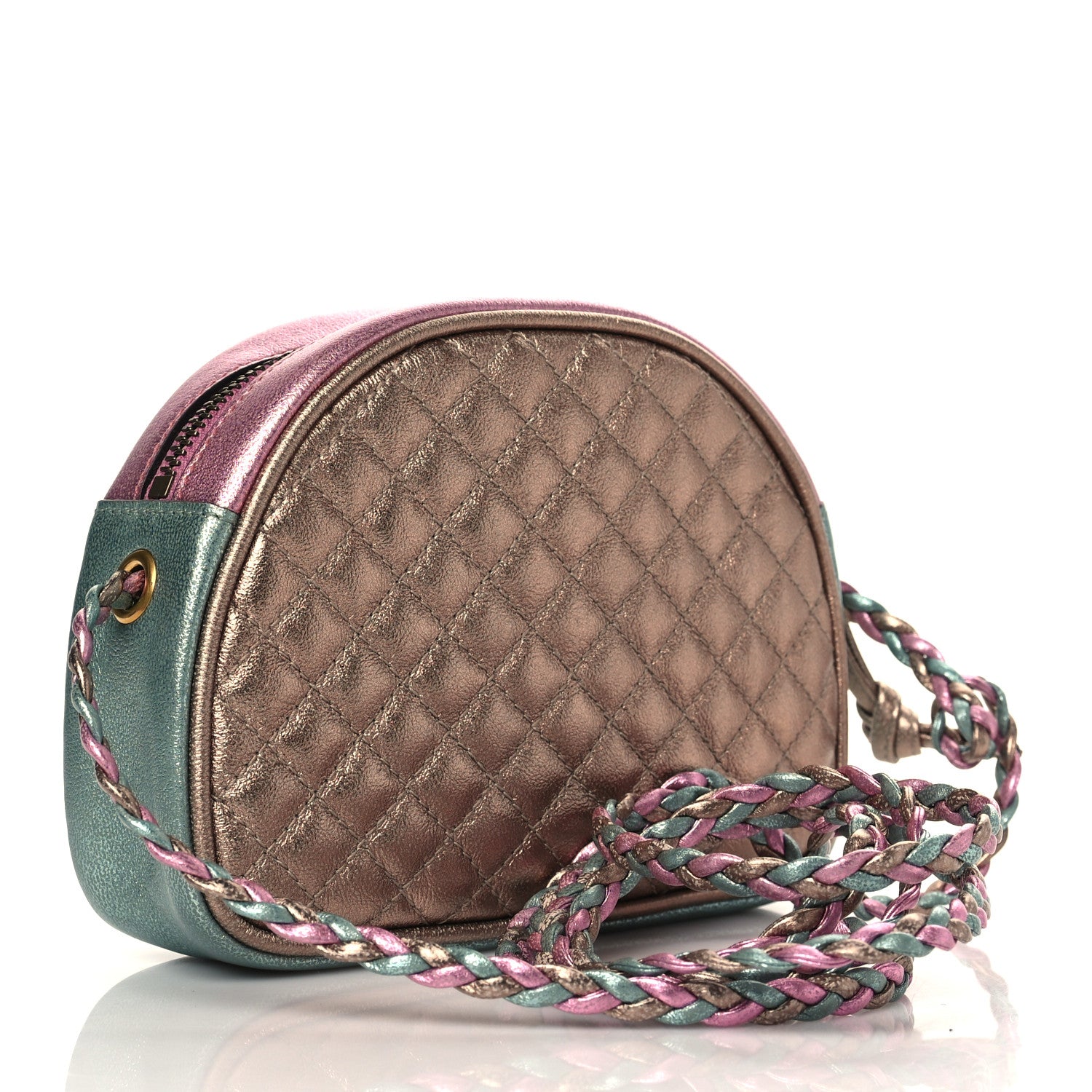 Gucci Laminated Nappa Trapuntata Mini Zumi Dome Shoulder Bag Rosa Lago Rame 3 of 10
