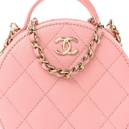 Chanel Caviar Quilted Round Handle With Care Vanity With Chain Pink 23 of 31