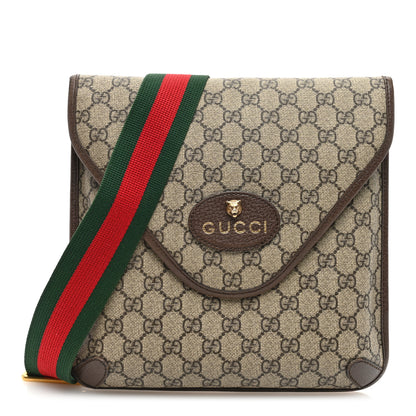 Gucci GG Supreme Monogram Web Medium Neo Vintage Flap Messenger Bag Beige New Acero 1 of 12