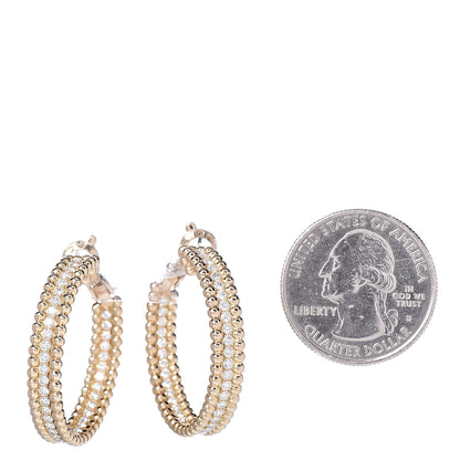 Van Cleef & Arpels 18K Yellow Gold Diamond Perlee Hoop Earrings 2 of 5
