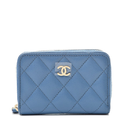Chanel Caviar Quilted Zip Coin Purse Blue 1 of 8