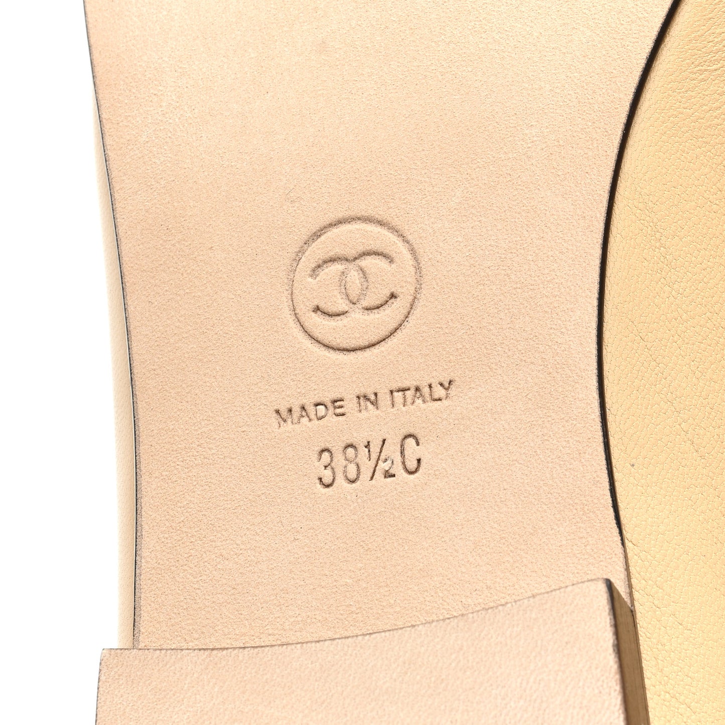 Lambskin Cap Toe CC Ballerina Flats 38.5 Beige Black