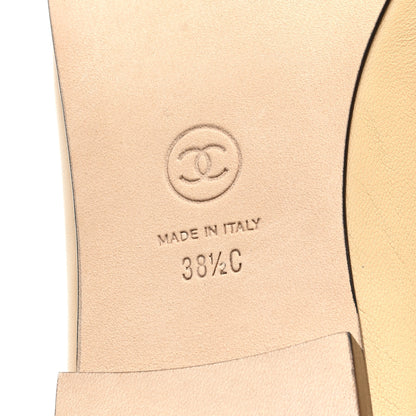 Chanel Lambskin Cap Toe CC Ballerina Flats 38.5 Beige Black 6 of 8