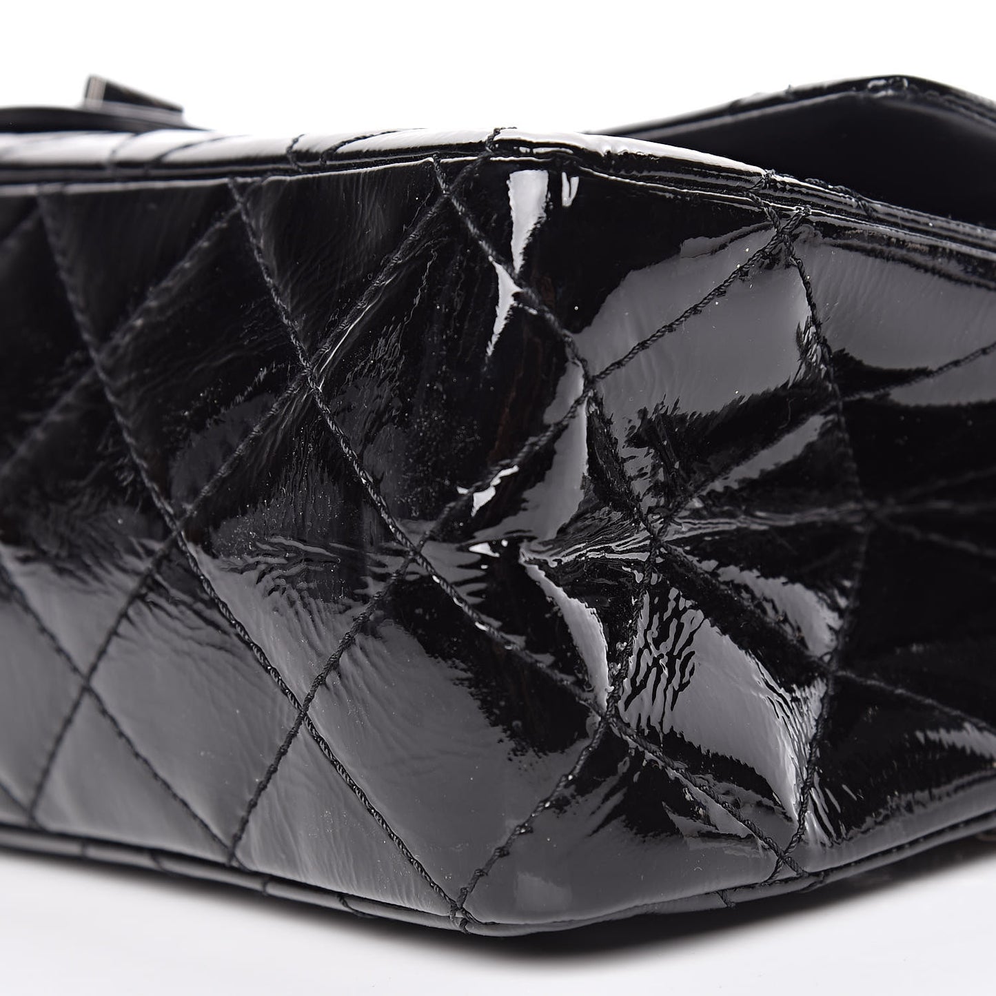Distressed Patent Quilted 2.55 Reissue 227 Flap Black