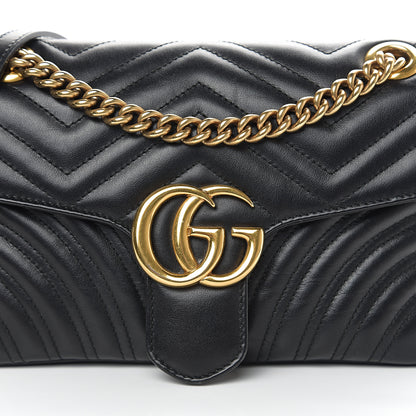 Gucci Calfskin Matelasse Small GG Marmont Shoulder Bag Black 13 of 13