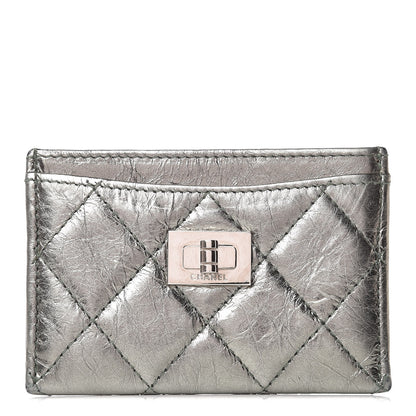 Chanel Metallic Aged Calfskin Quilted Reissue Card Holder Green 1 of 10