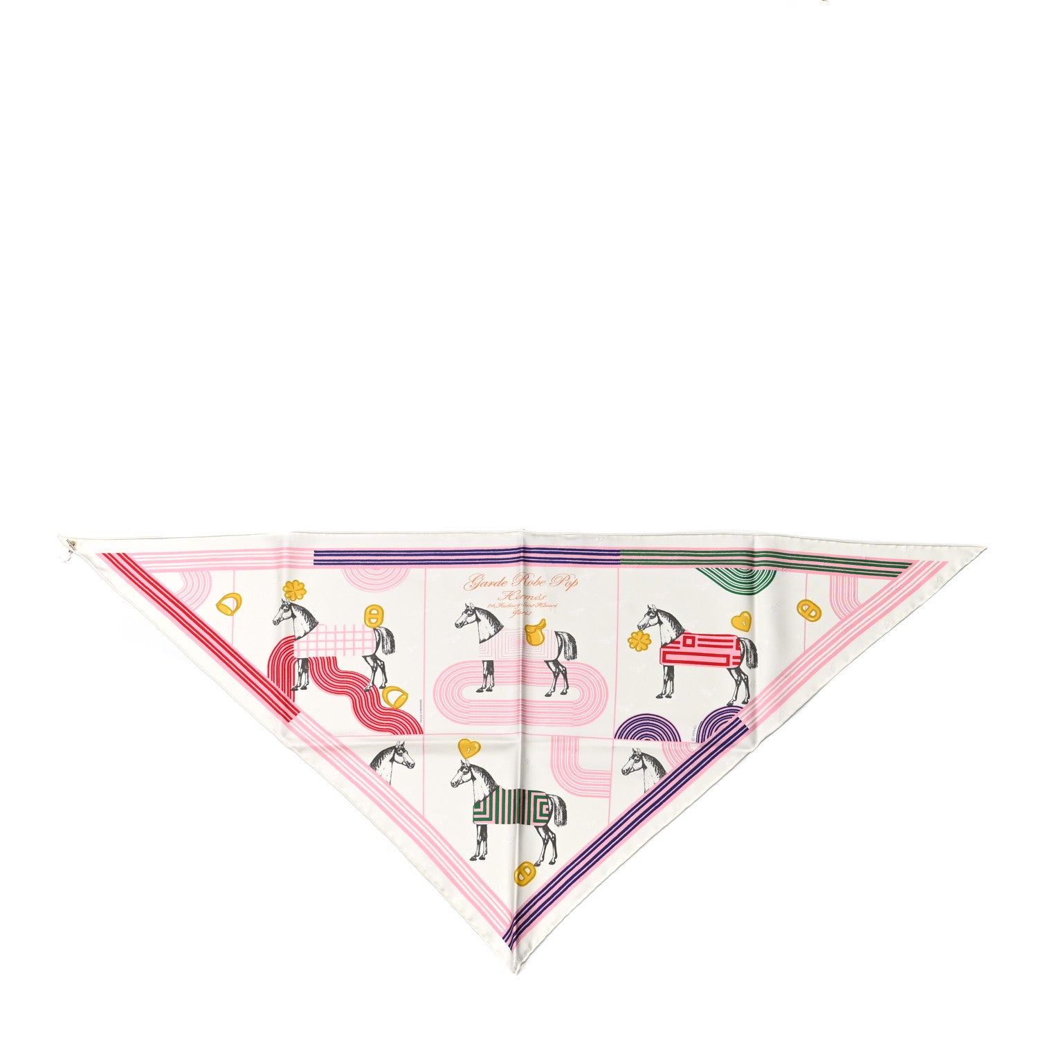 Hermes Silk Garde Robe Pop Charm Triangle Scarf 70 Multicolor White 1 of 6