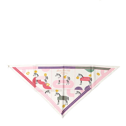 Hermes Silk Garde Robe Pop Charm Triangle Scarf 70 Multicolor White 1 of 6