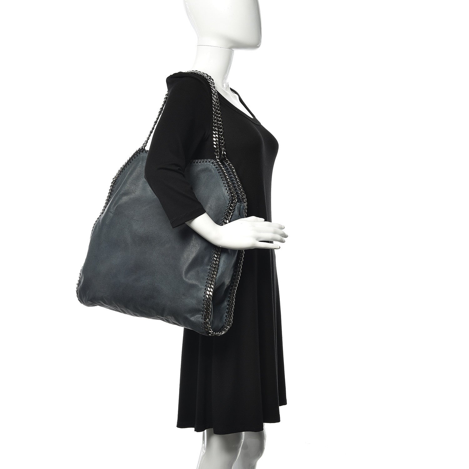 Stella McCartney Shaggy Deer Large Falabella Fold Over Tote Blue 2 of 9