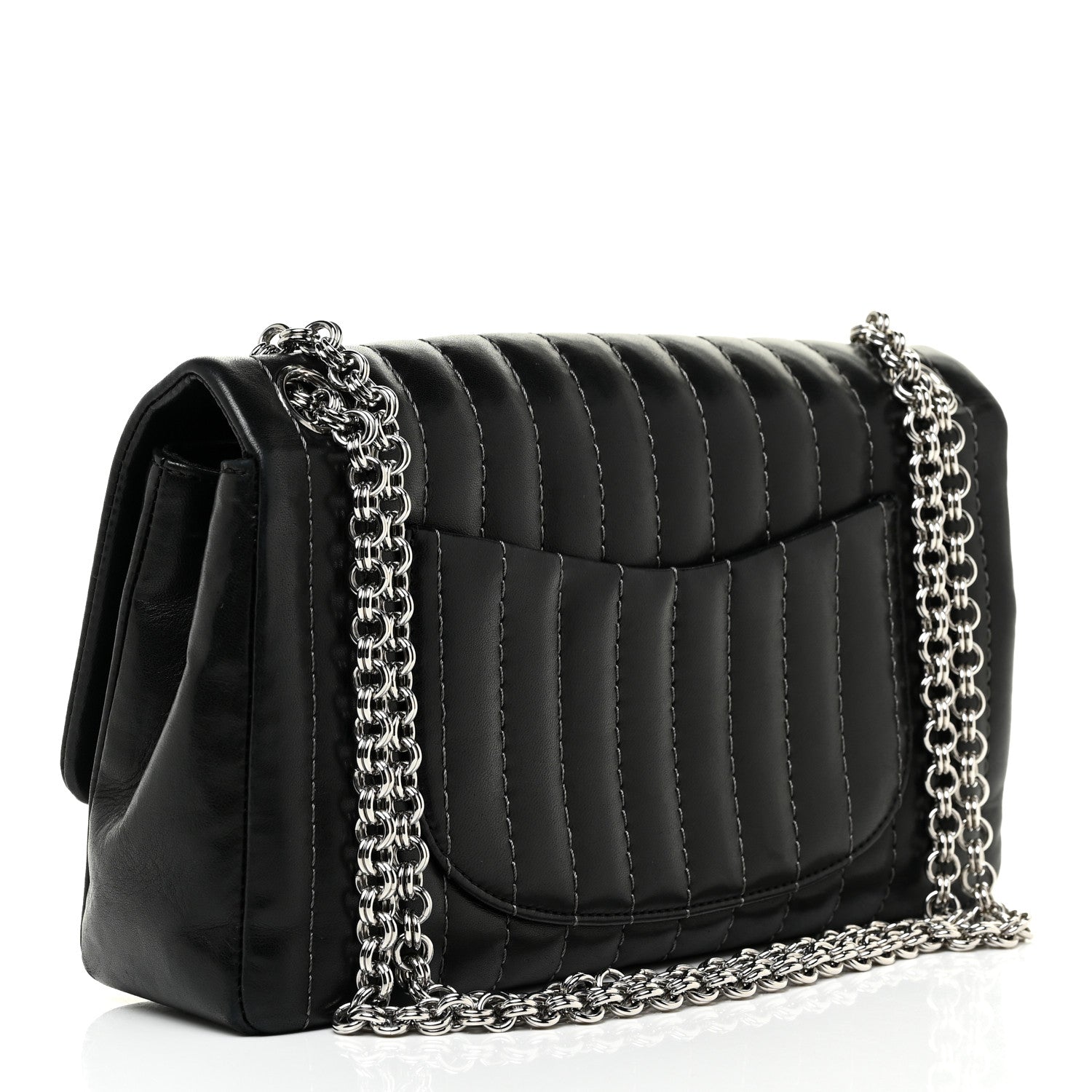 Chanel Lambskin Vertical Quilted Medium Single Flap Black 3 of 23