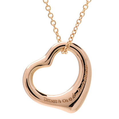 Tiffany 18K Rose Gold 16mm Elsa Peretti Open Heart Pendant Necklace 4 of 9