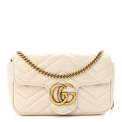 Gucci Calfskin Matelasse Super Mini GG Marmont Shoulder Bag White 1 of 10