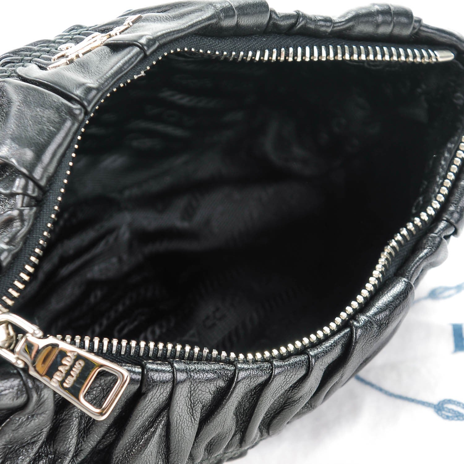 Prada Nappa Gaufre Wristlet Clutch Nero Black 5 of 8