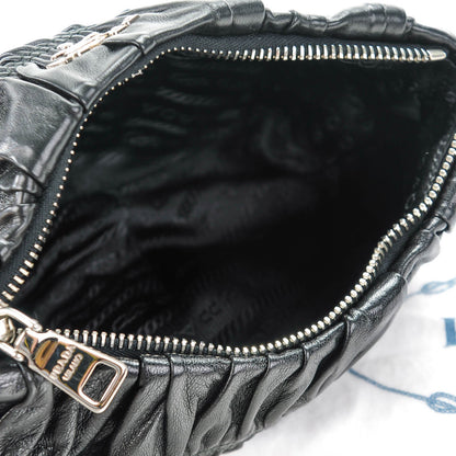 Prada Nappa Gaufre Wristlet Clutch Nero Black 5 of 8