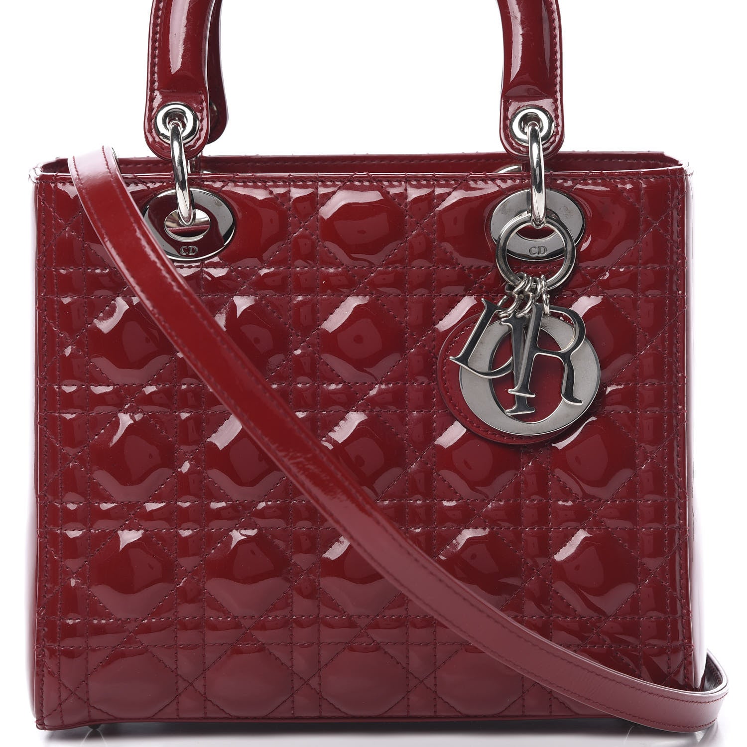 Christian Dior Patent Cannage Medium Lady Dior Red 9 of 11
