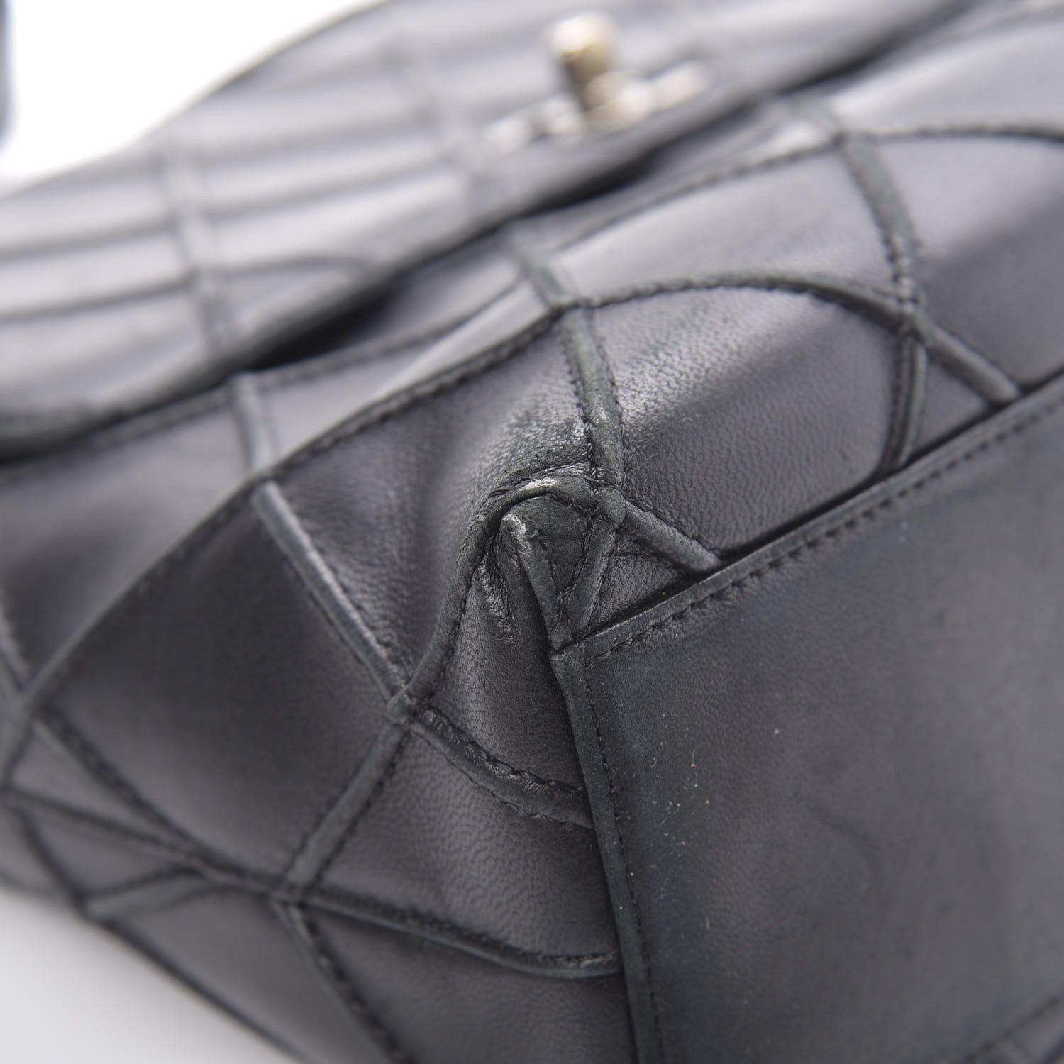 Chanel Lambskin Diamond Stitched Shoulder Bag Black 10 of 17