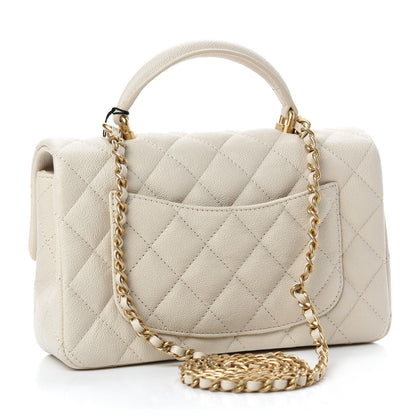 Chanel Caviar Quilted Mini Top Handle Rectangular Flap Beige 3 of 11