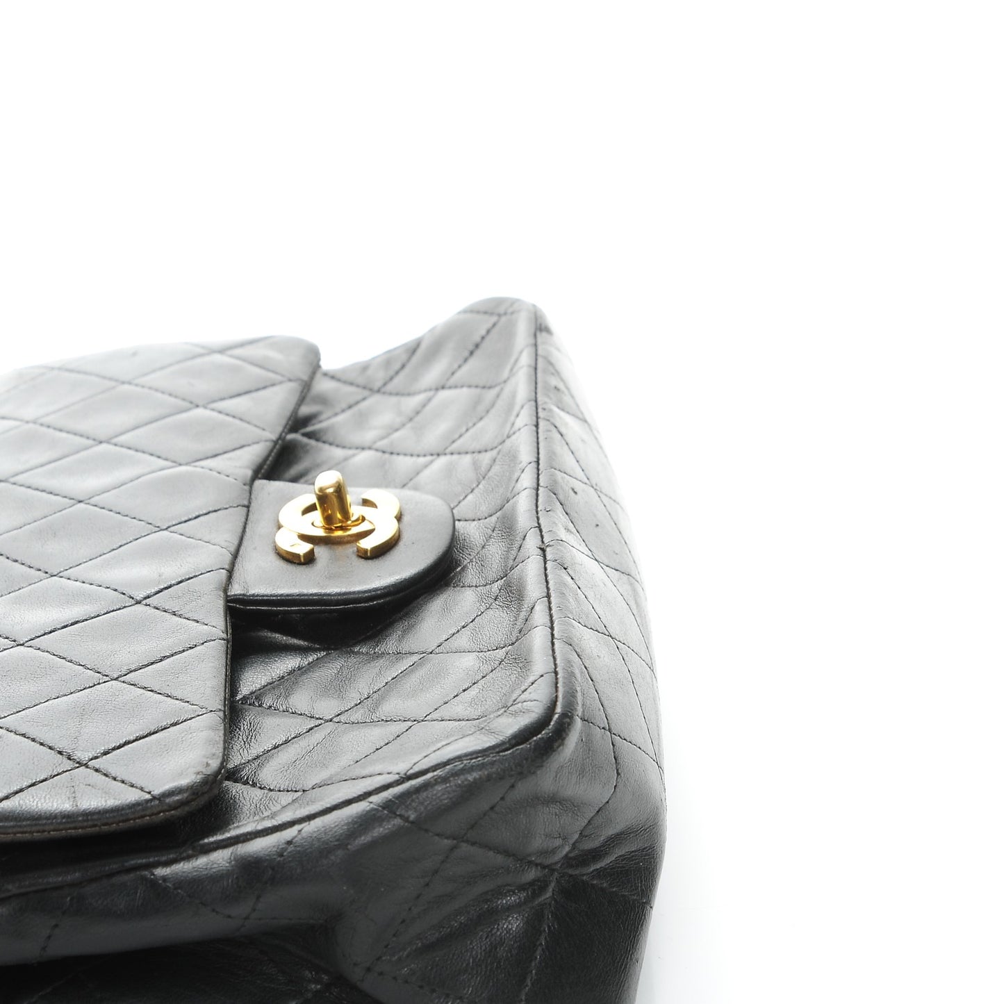 Lambskin Quilted Medium Double Flap Black