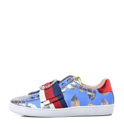 Gucci Lurex Jacquard Crystal Sylvie Web Branches Womens Ace Sneakers 36 Pervinca Gold 1 of 10