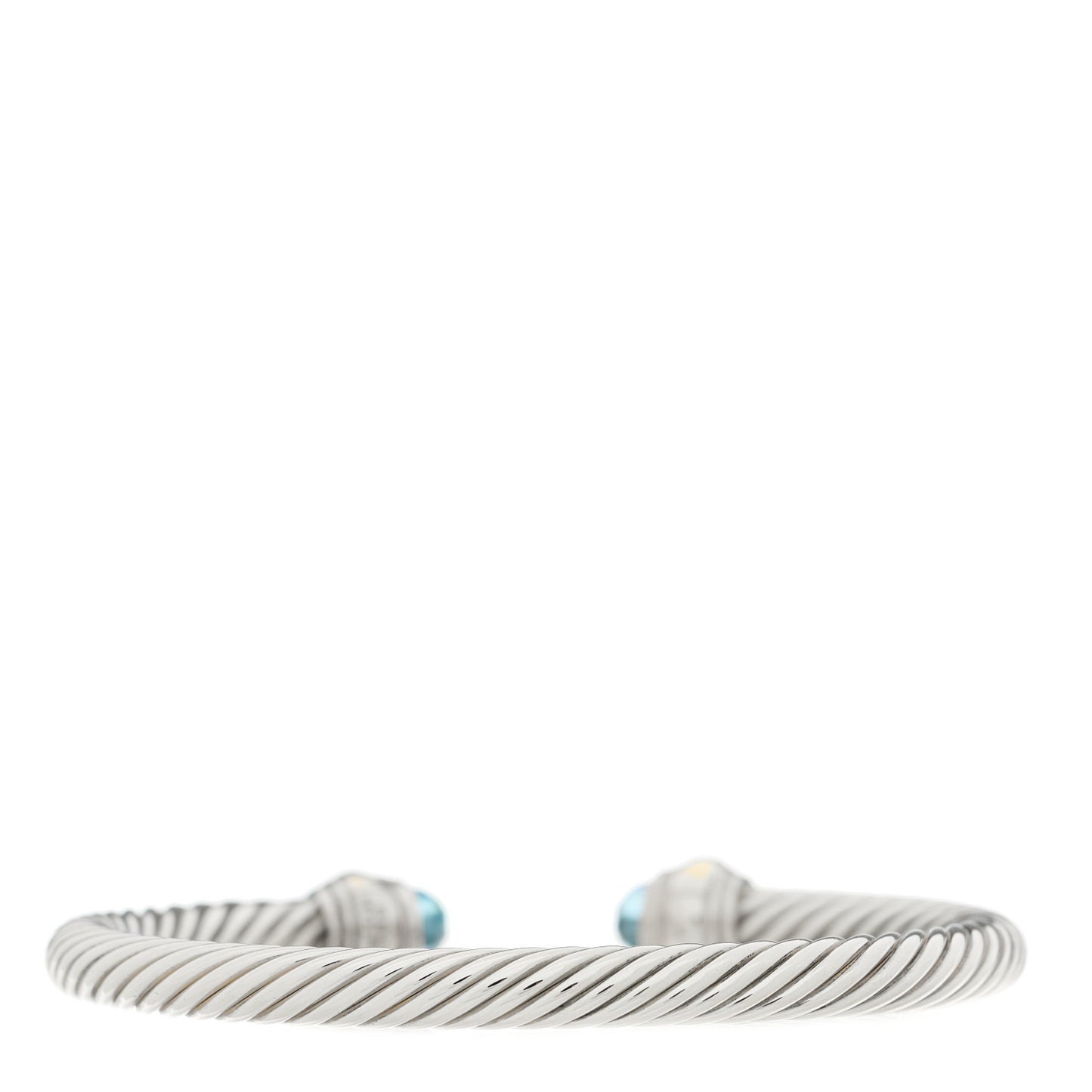 Sterling Silver 14K Yellow Gold Blue Topaz 5mm Cable Classics Bracelet