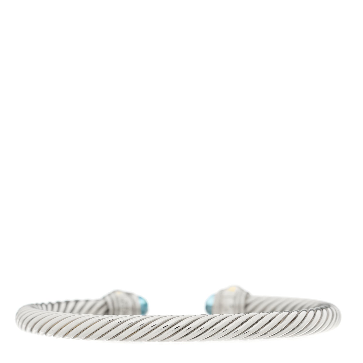 David Yurman Sterling Silver 14K Yellow Gold Blue Topaz 5mm Cable Classics Bracelet 2 of 4