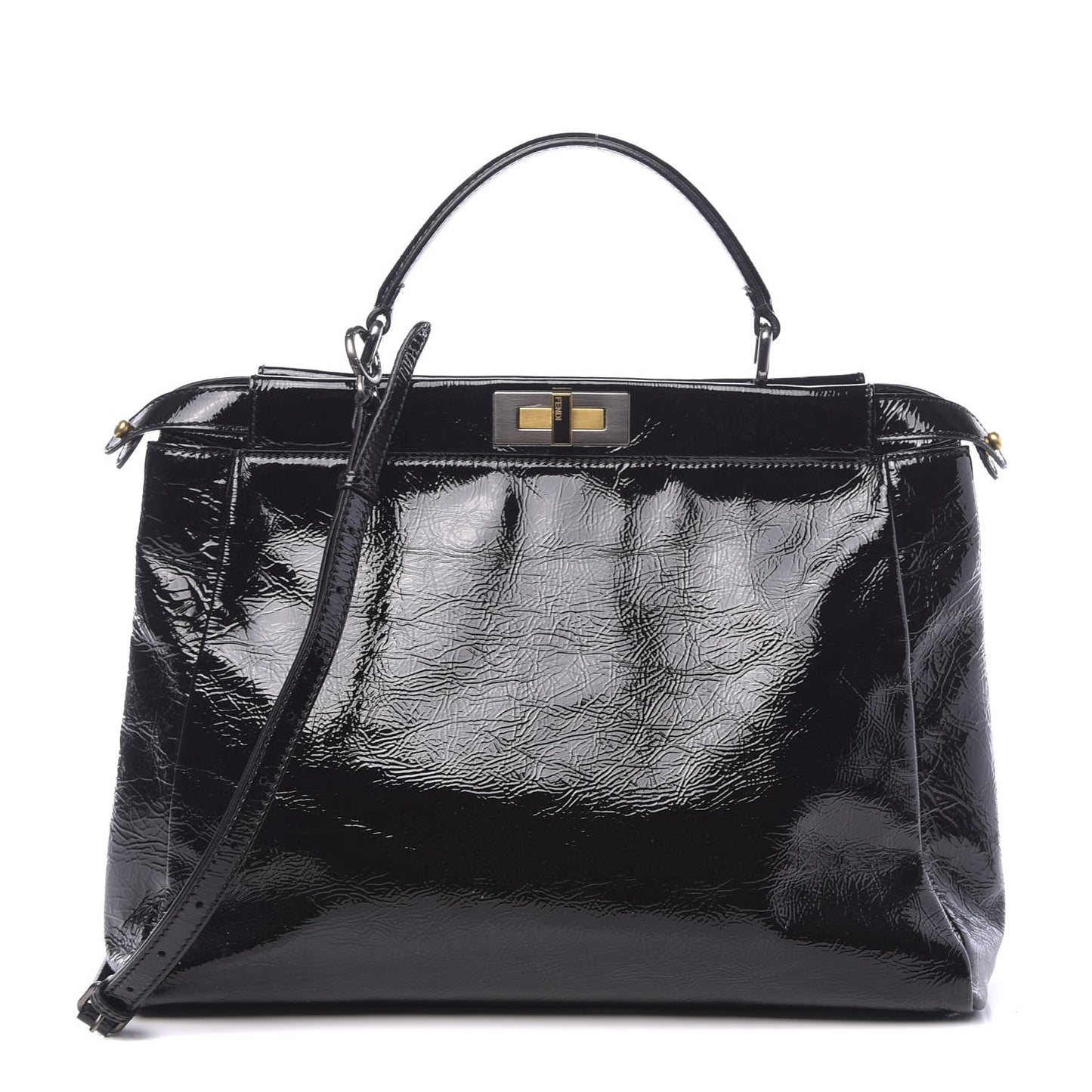 Patent Large Peekaboo Iconic Satchel Black