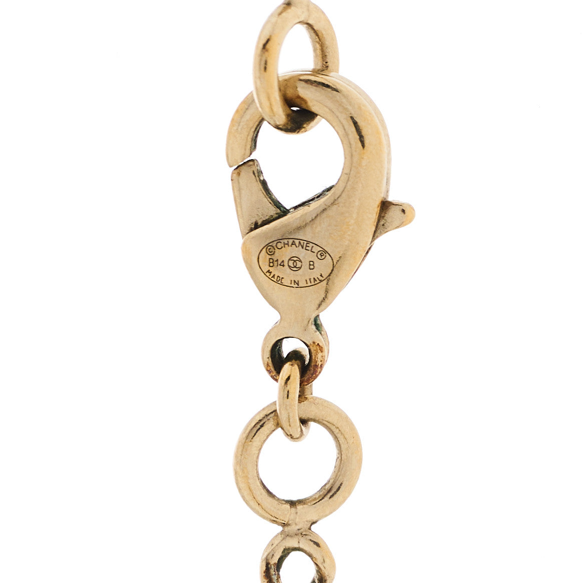 Pearl Crystal CC Pendant Necklace Gold