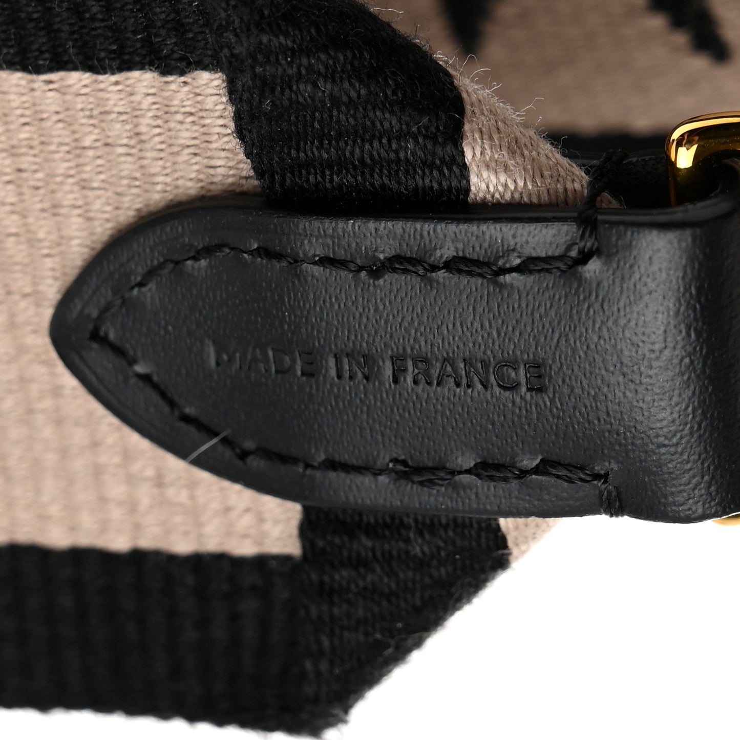 Canvas Calfskin Logo Strap Black Beige