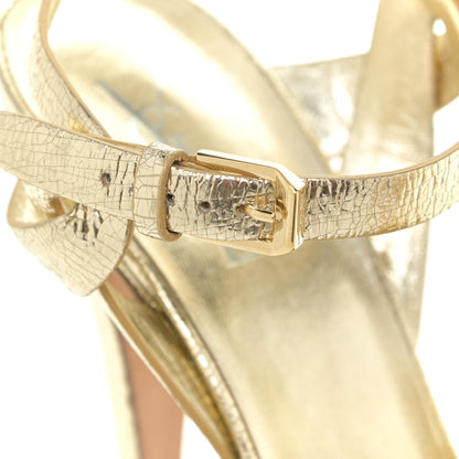 Saint Laurent Metallic Calfskin Tribute 105 Platform Sandals 40 Black Gold 11 of 13