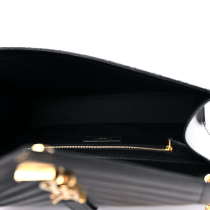 Saint Laurent Grain De Poudre Textured Mixed Matelasse Large Triquilt Monogram Satchel Black 5 of 9