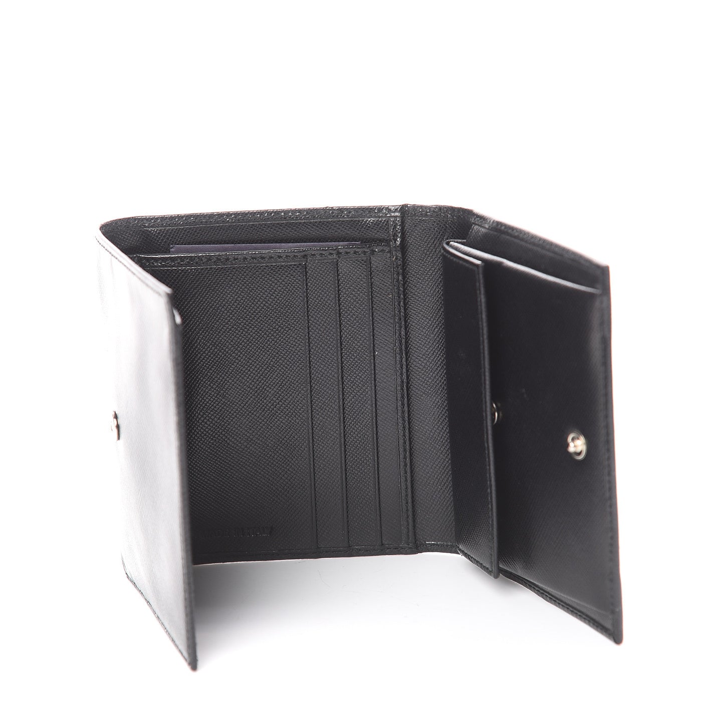 Saffiano Metal Tri-Fold Wallet Black