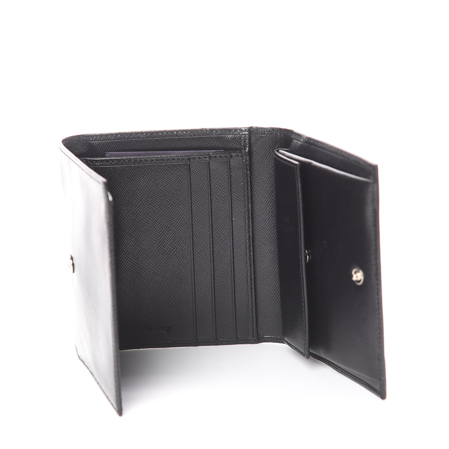 Prada Saffiano Metal Tri-Fold Wallet Black 4 of 6