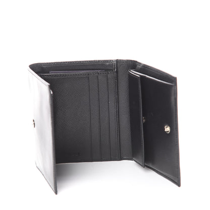 Prada Saffiano Metal Tri-Fold Wallet Black 4 of 6