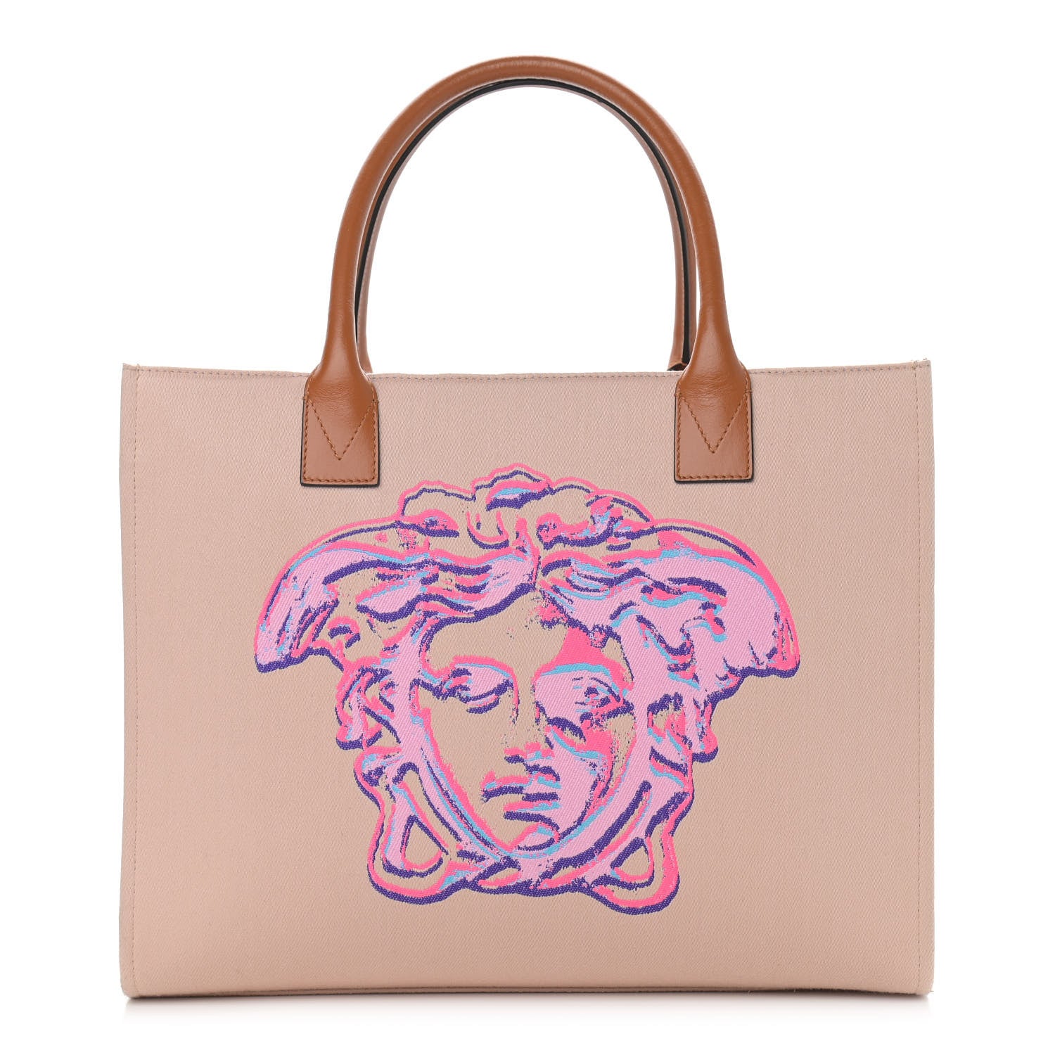 Versace Canvas Calfskin Large Medusa Pop Cabas Tote Beige 1 of 11