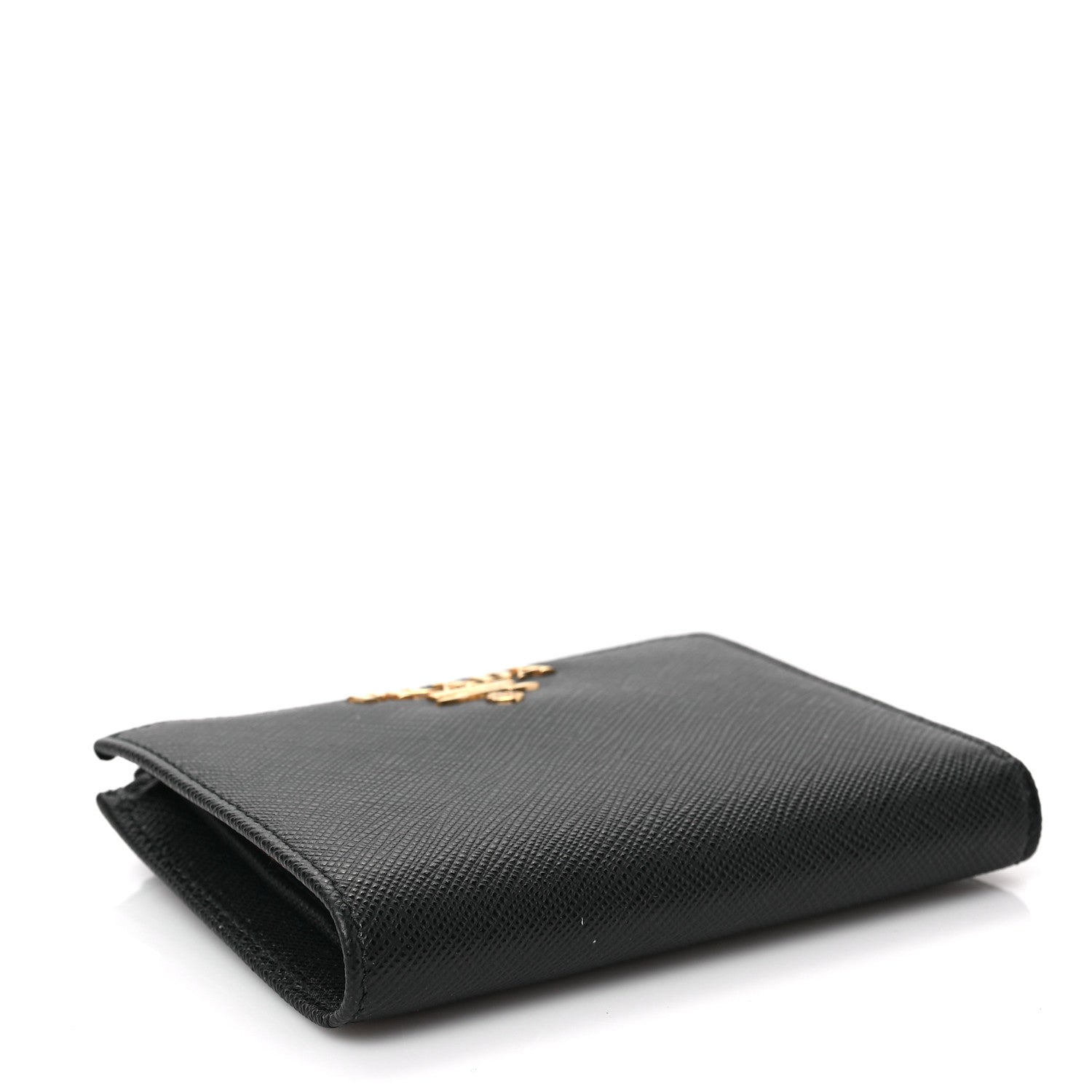 Prada Saffiano Colour Metal Compact Wallet Black Hibiscus 4 of 6