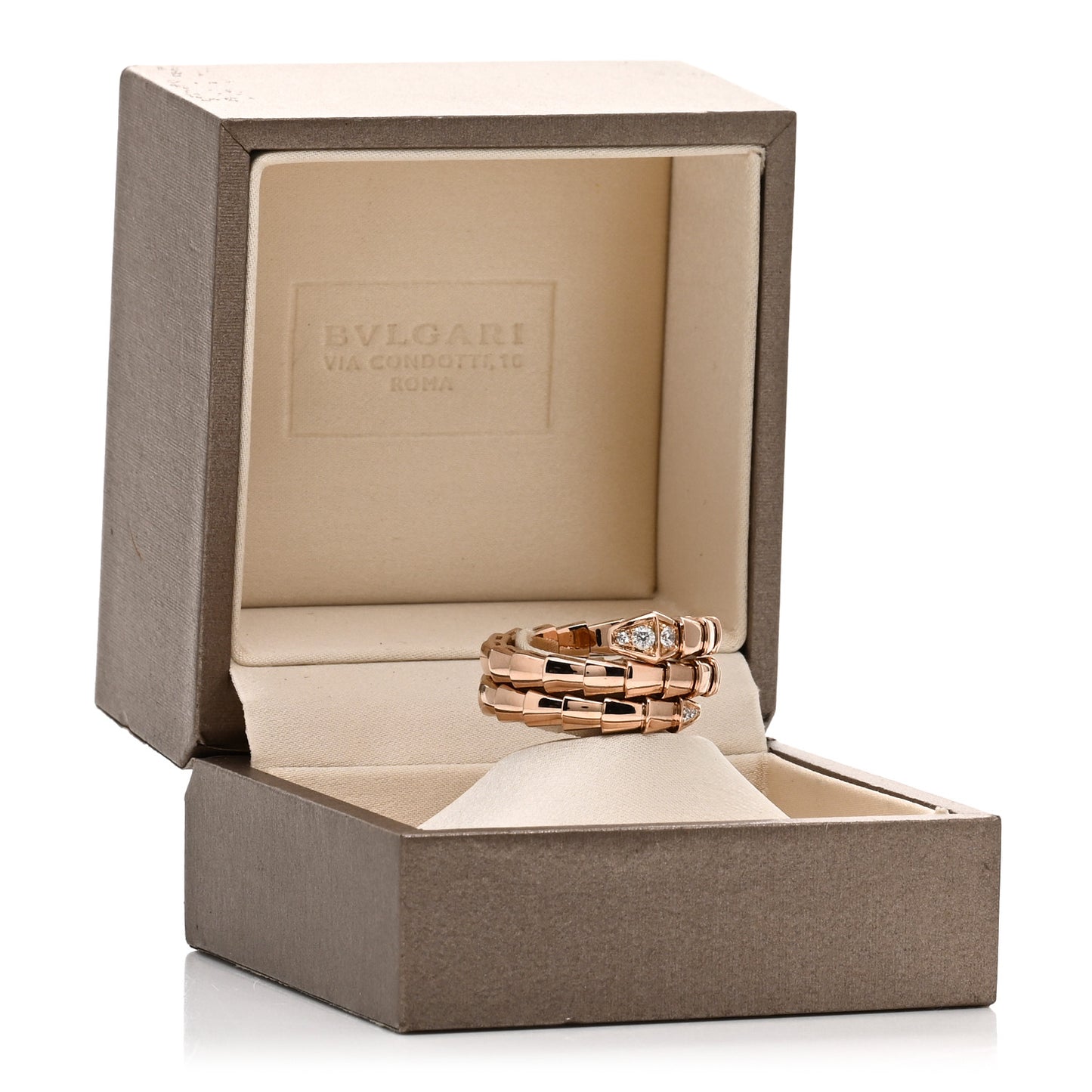 18K Rose Gold Diamond Serpenti Viper Wrap Ring L