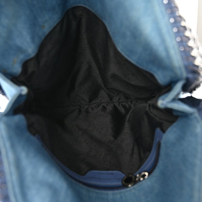 Stella McCartney Eco Denim Embroidered Zigarette Falabella Fold Over Tote Blue 5 of 11