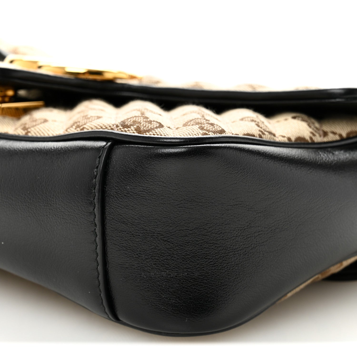 Gucci Monogram Matelasse Diagonal Small GG Marmont Shoulder Bag Beige Black 10 of 10