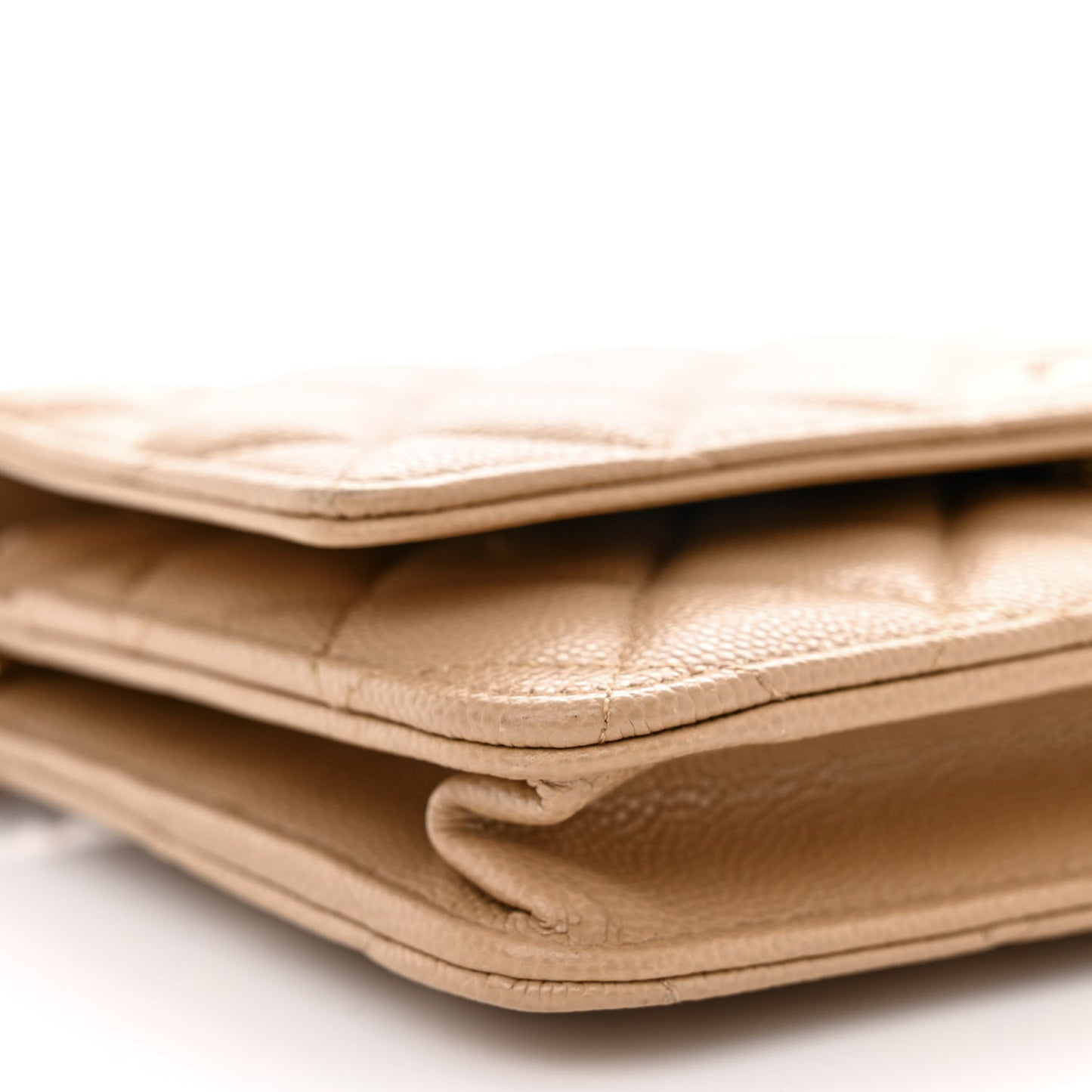 Caviar Quilted Wallet On Chain WOC Beige