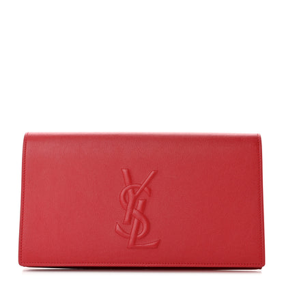 Saint Laurent Calfskin Monogram Large Belle De Jour Clutch Red 1 of 11